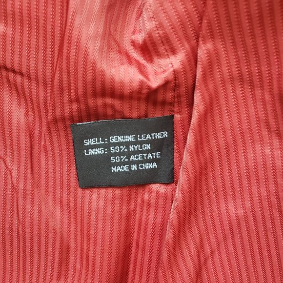 Genuine leather jacket with zipper - Red - Size S - Picture 11 of 12